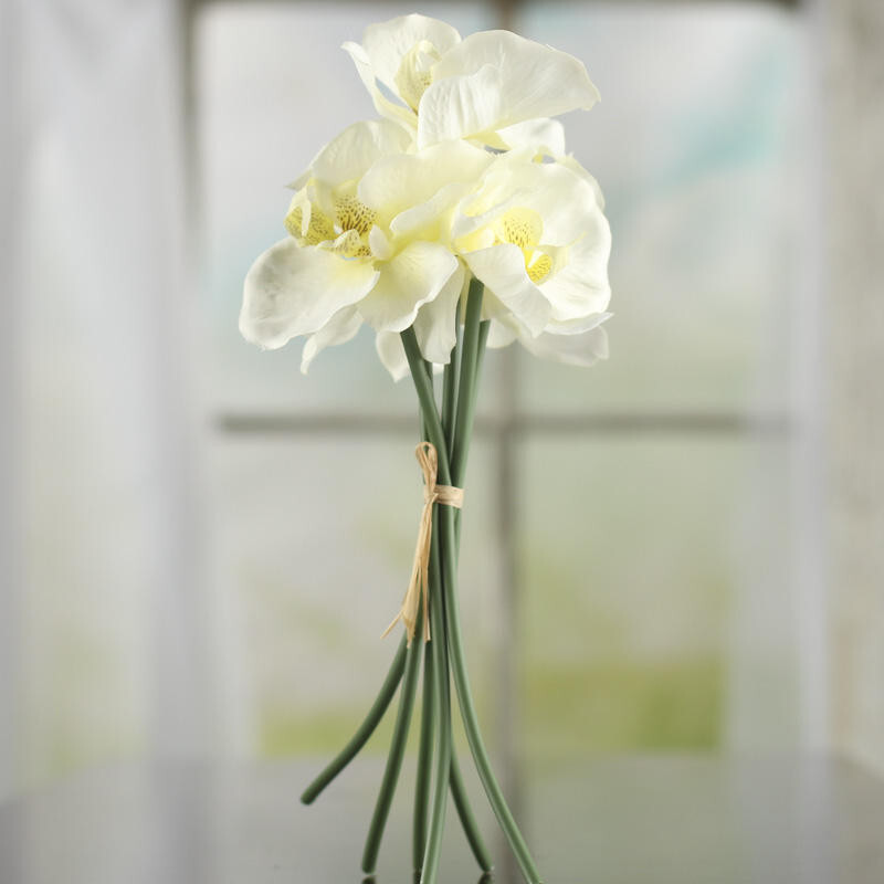 Package of 4 Cream Artificial Orchid 10-1/2″ Floral Bundles