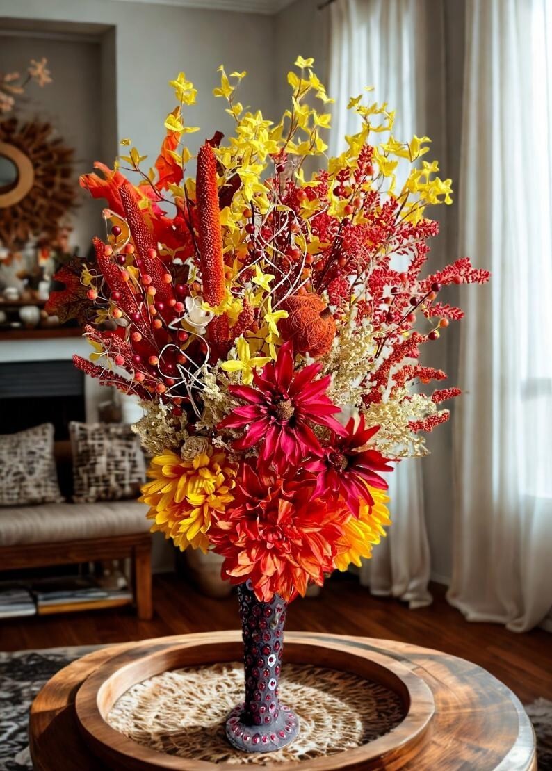 Fancy Fall Floral Arrangement: Thanksgiving Table Centerpiece, Fall Home Decor