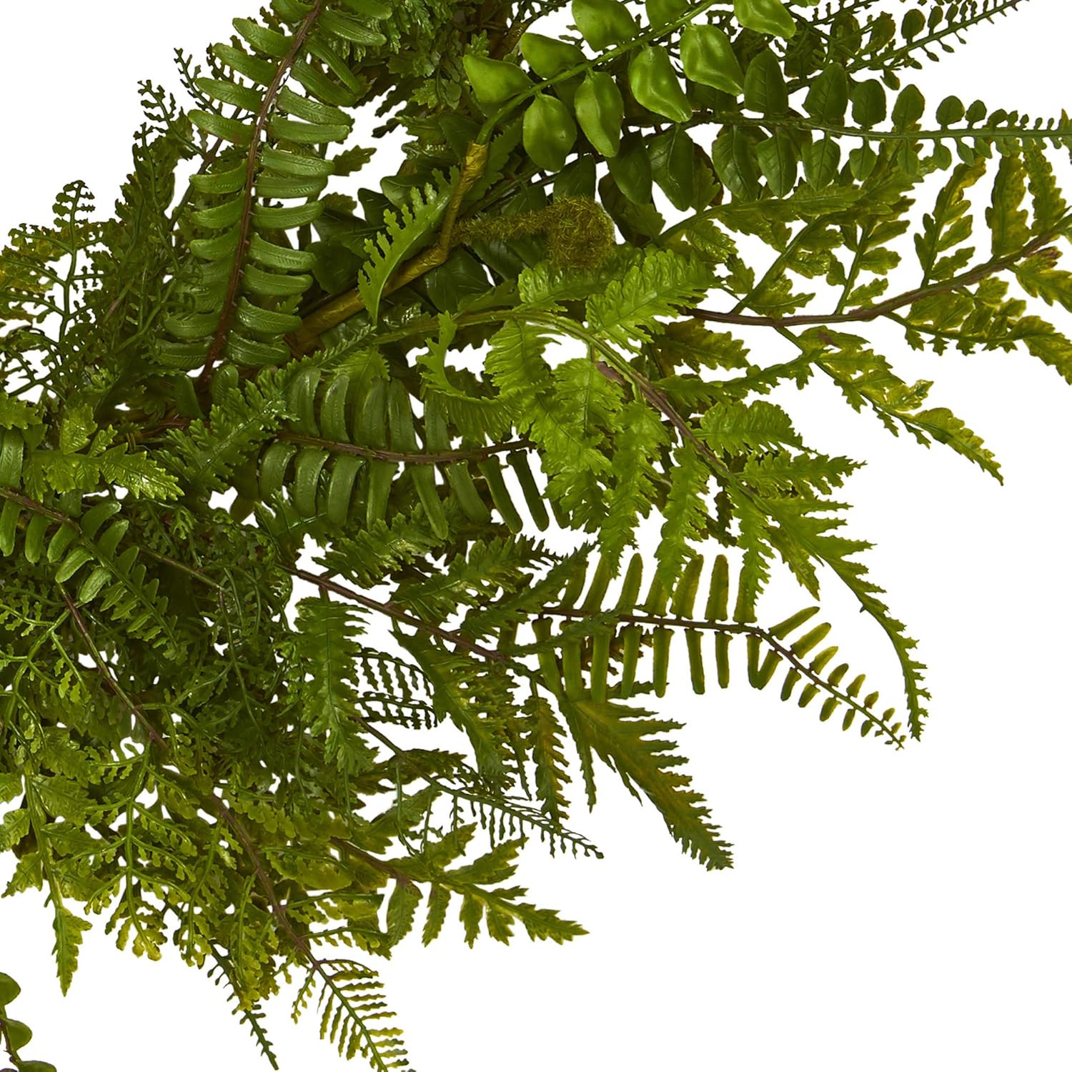 24In. Mixed Fern Artificial Wreath, Green