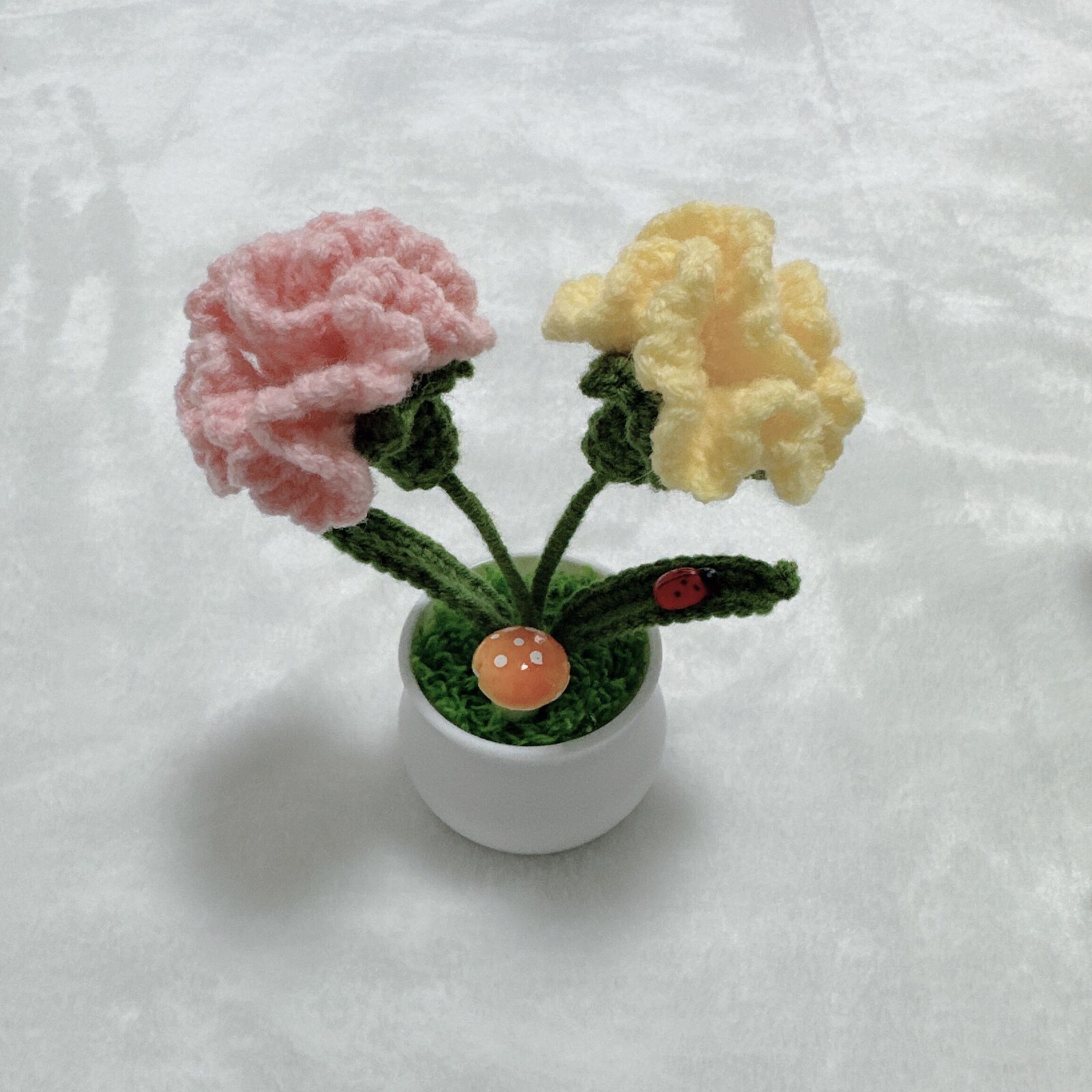 DIY Handmade Mini Flower Plants Crochet Woolen Potted Ornament For Decoration