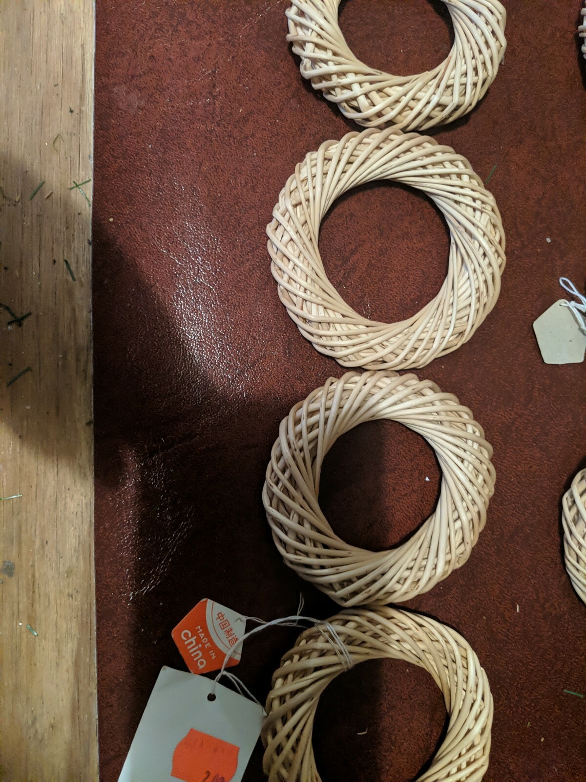 Set of 4-Bleached Willow 3 inch Wreaths New For Winter or Spring Decor