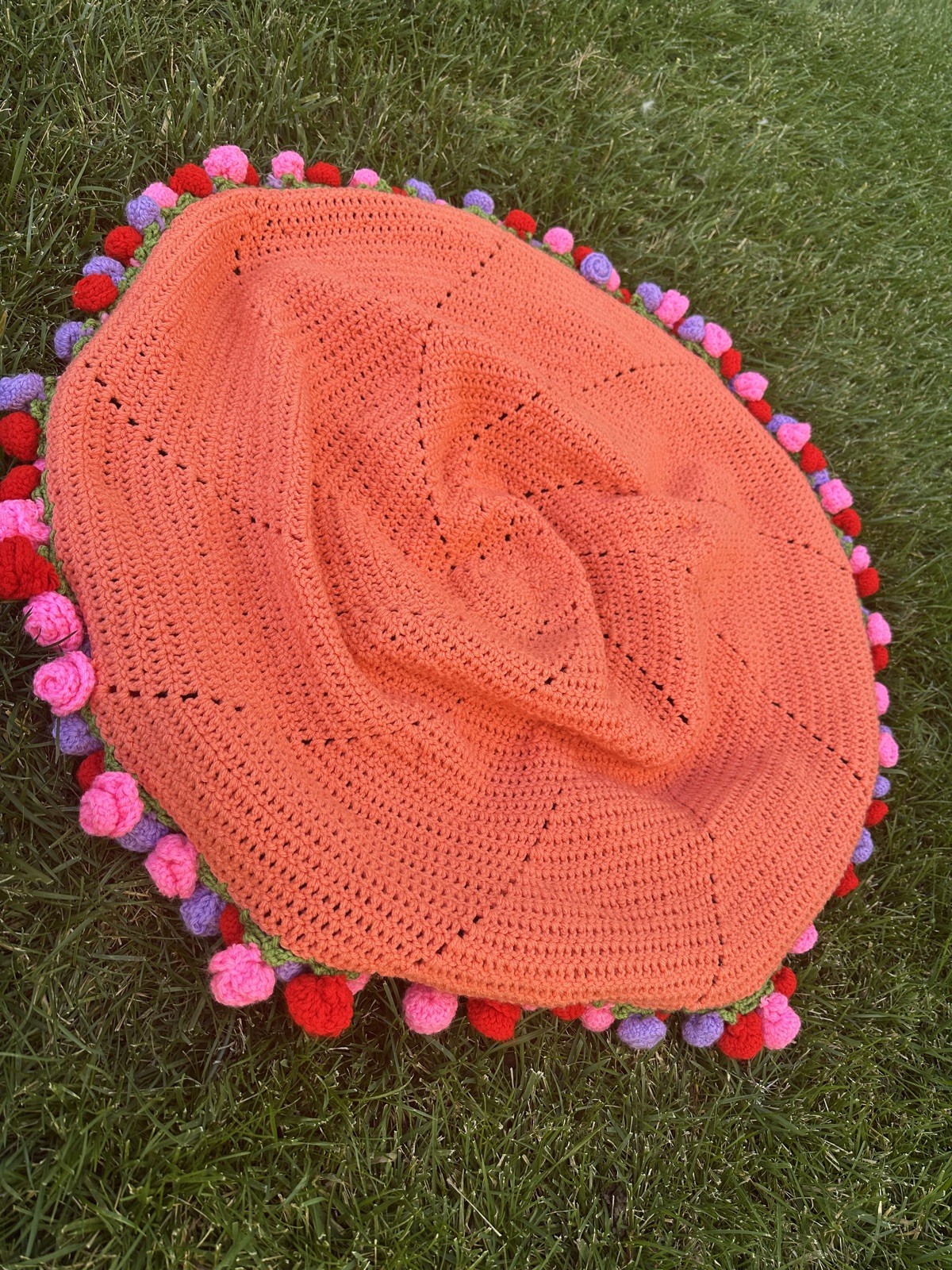 Flower Bouquet Blanket,DIY Handmade Crochet Rose Blanket,Knitted Throw Blankets