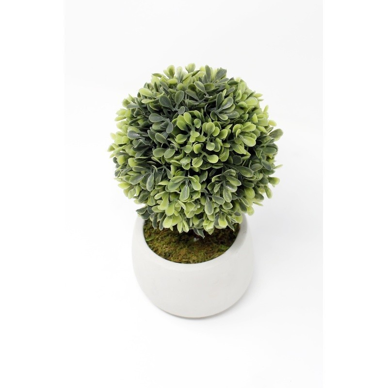 Lifelike Artificial Mini Boxwood Topiary in Gray Cement Pot Indoor Home Decor US