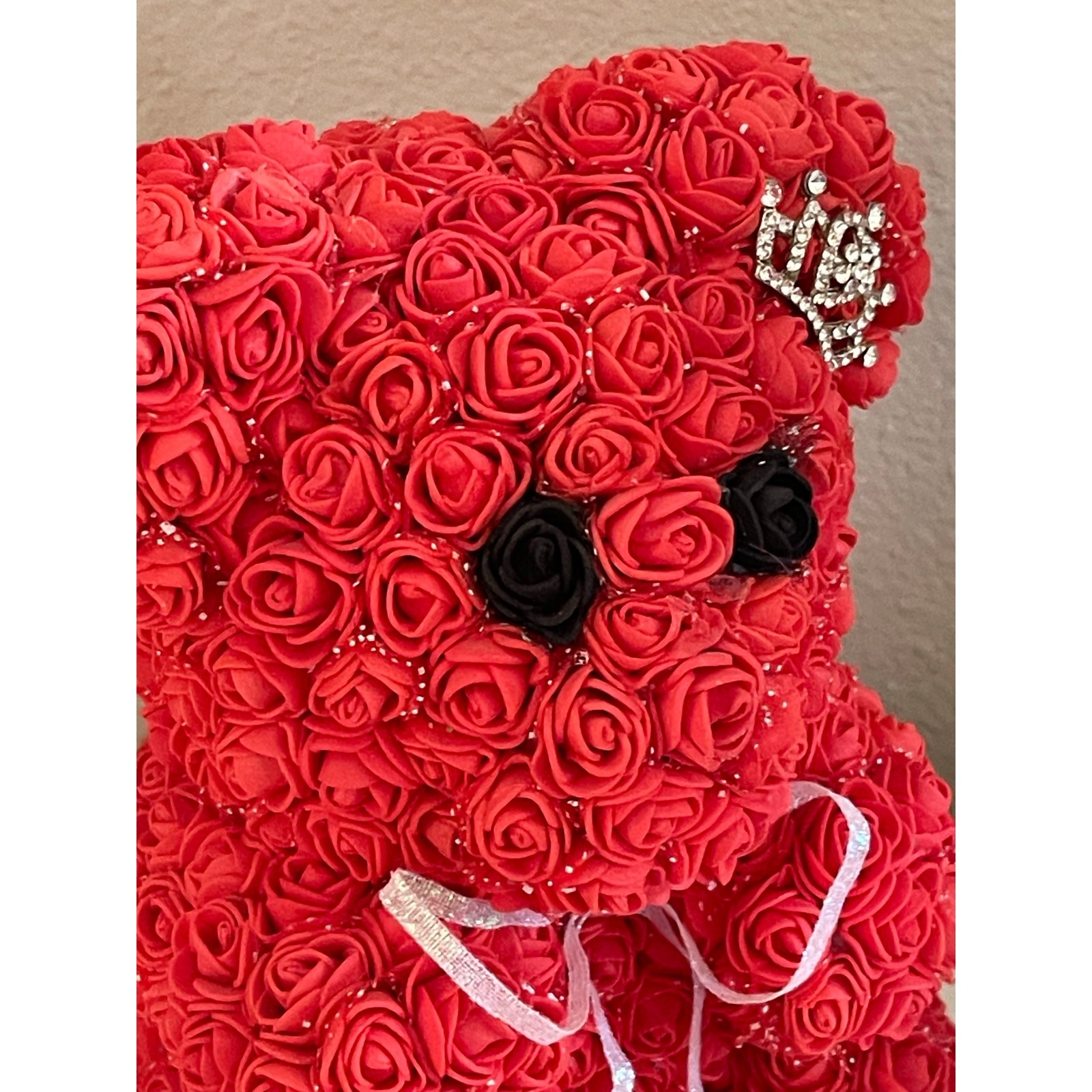 Handmade By Me Hot Red Rose Bear With Eyes