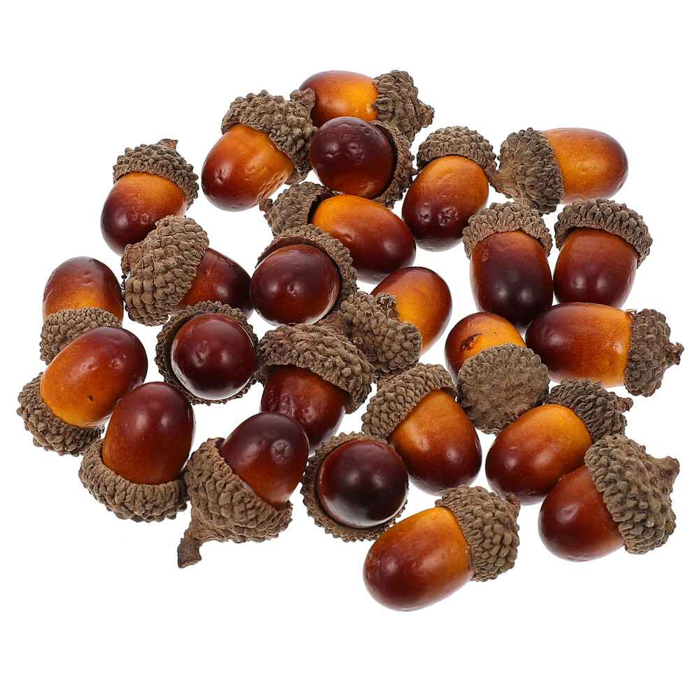 25 Pcs Artificial Fall Nut Acorn Decorative Acorns Simulation Decors