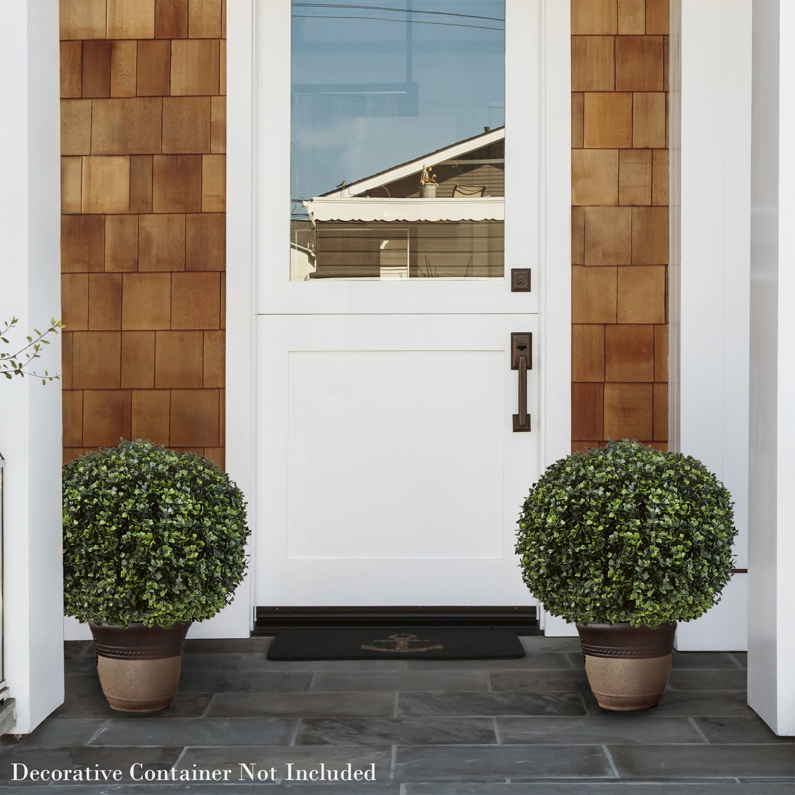 Faux Boxwood Realistic Plastic Decorative Topiary 23 Inch Outdoor