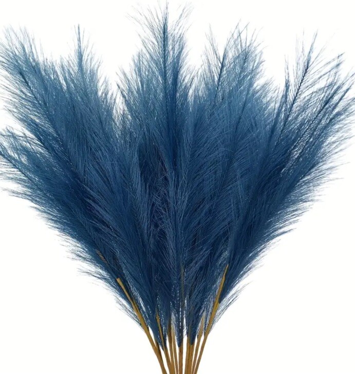 12pcs Pampas Grass – 21.6 Inch Faux Pampas Grass Decor, 12 Pieces Blue