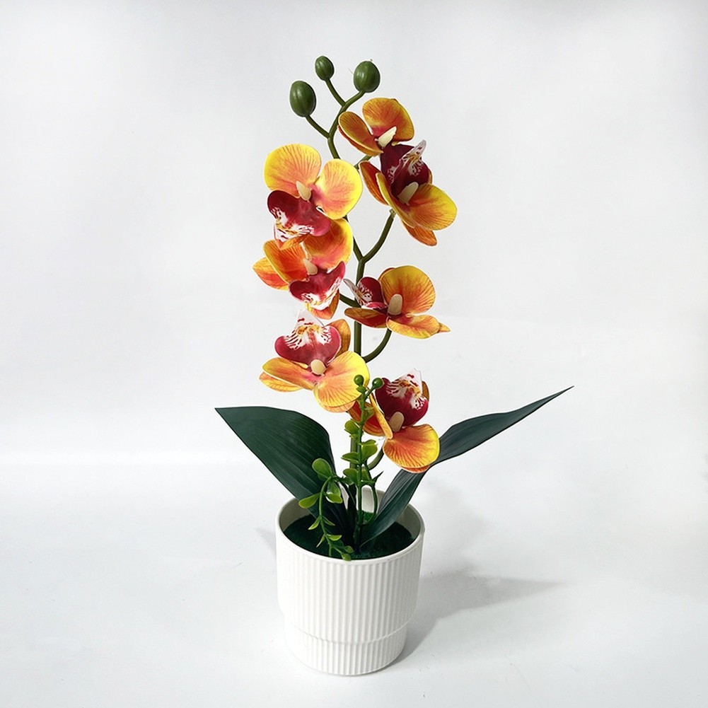 Soft Plastic Artificial Orchid in Pot 12.2in/31cm Tall for Home Office Tabletop
