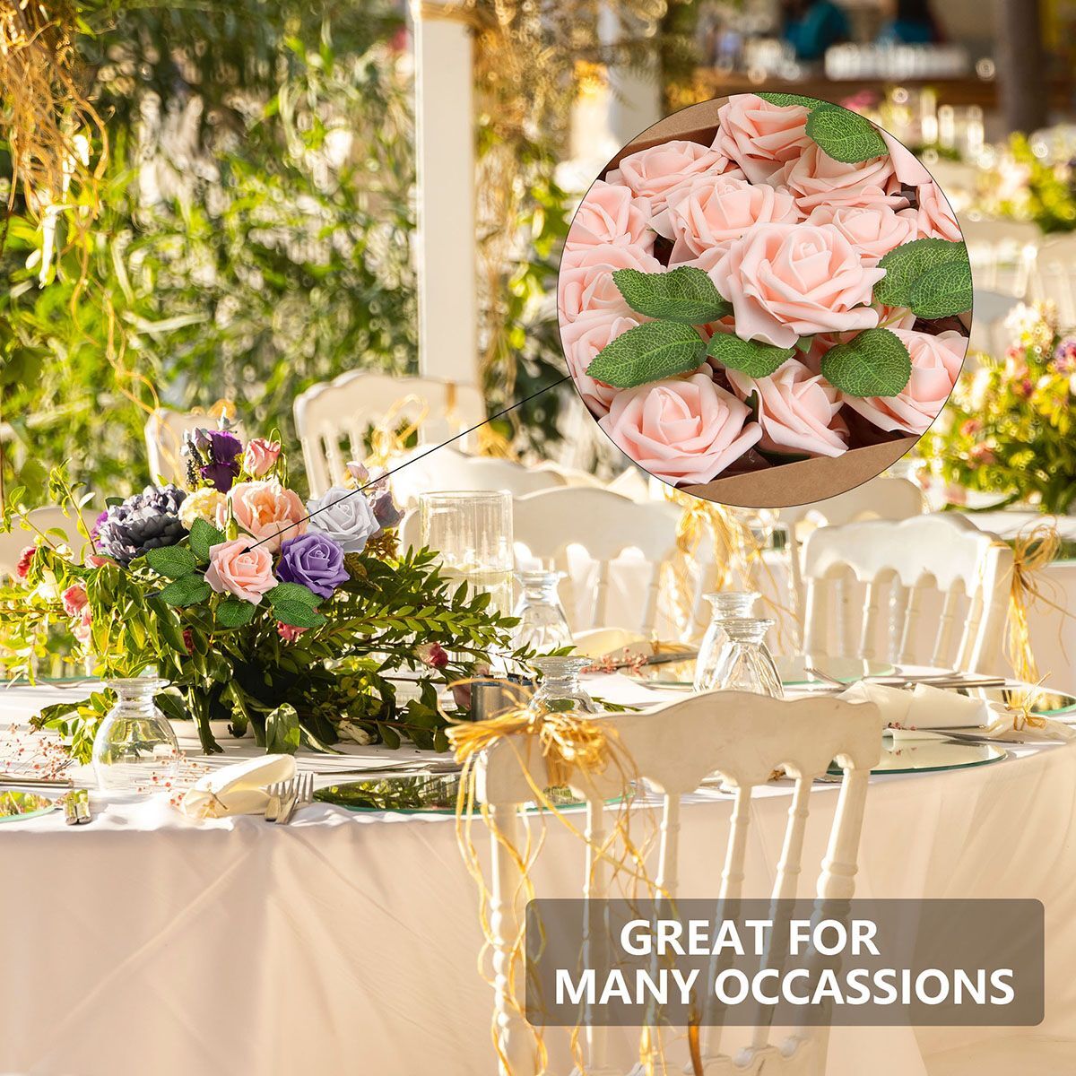 25/50pcs Flowers Artificial Real Looking Foam Rose Decoration DIY for Wedding US