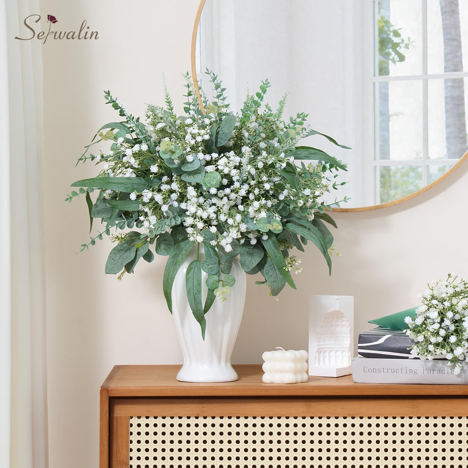 Serwalin 180 Pcs 7 Kinds Mixed Artificial Eucalyptus Greenery Stems Bulk, Bab…