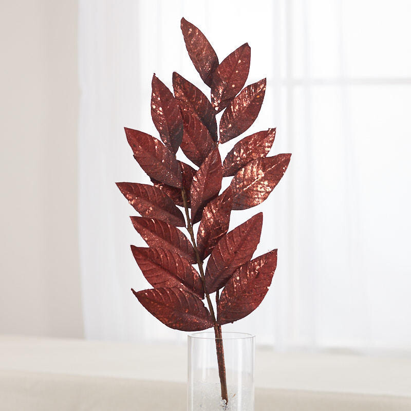 Group of 2 Bronze Glittered Artificial Leaf 23-1/2″ Sprays