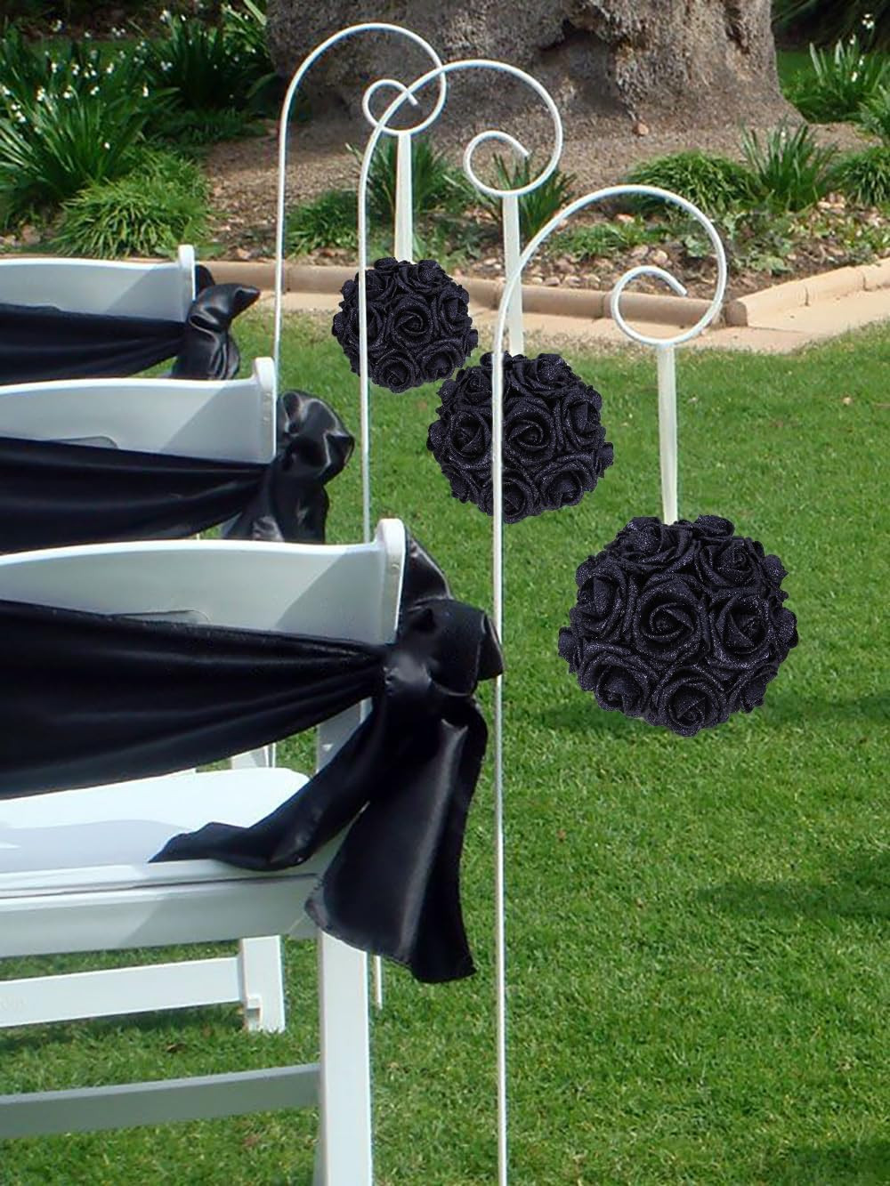 Glitter Roses 30Pcs 2.56″ Artificial Grey Black Roses with Stems for Baby Shower