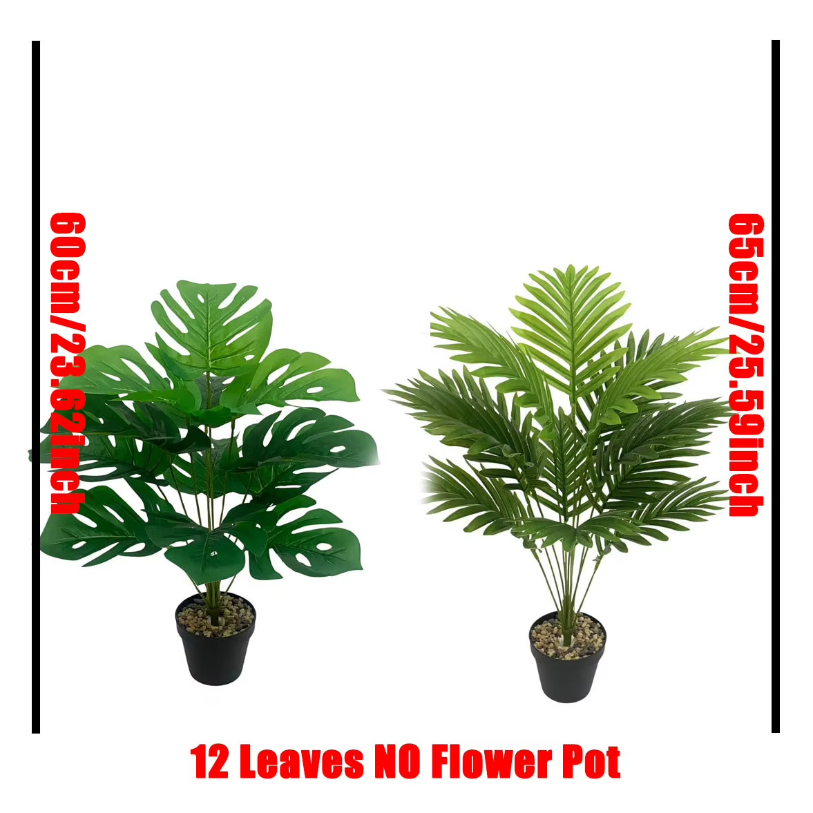 2pcs Outdoor Artificial Green Plants W/ 24 Leaves Nordic-Style Banana Leaf Plant