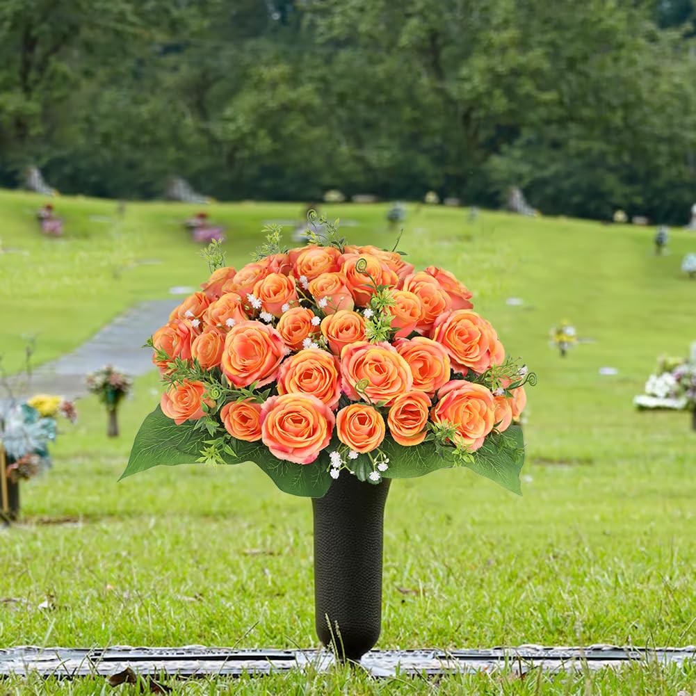 Artificial Flowers for Cemetery, Cemetery Flowers for Grave, Weather Resistan…