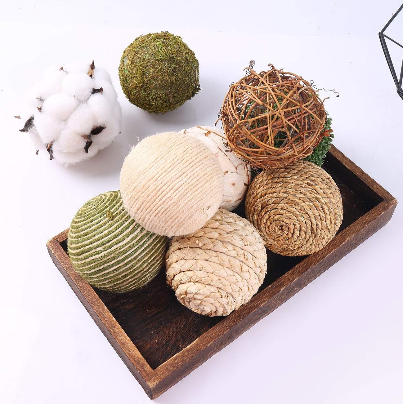 9pcs 3.5Inch Fall Decorative Ball Orb Rattan Ball Rattan Woven Orbs Spherical