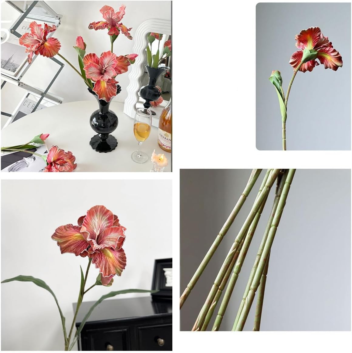 3pcs 18″Artificial Iris Flower PU Flower Heads,Real Touch Artificial Flowers