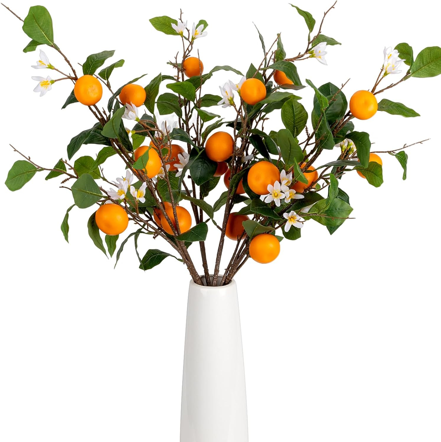 2PCS 37.8Inch Artificial Tangerine Branches Artificial Orange Branches Fake