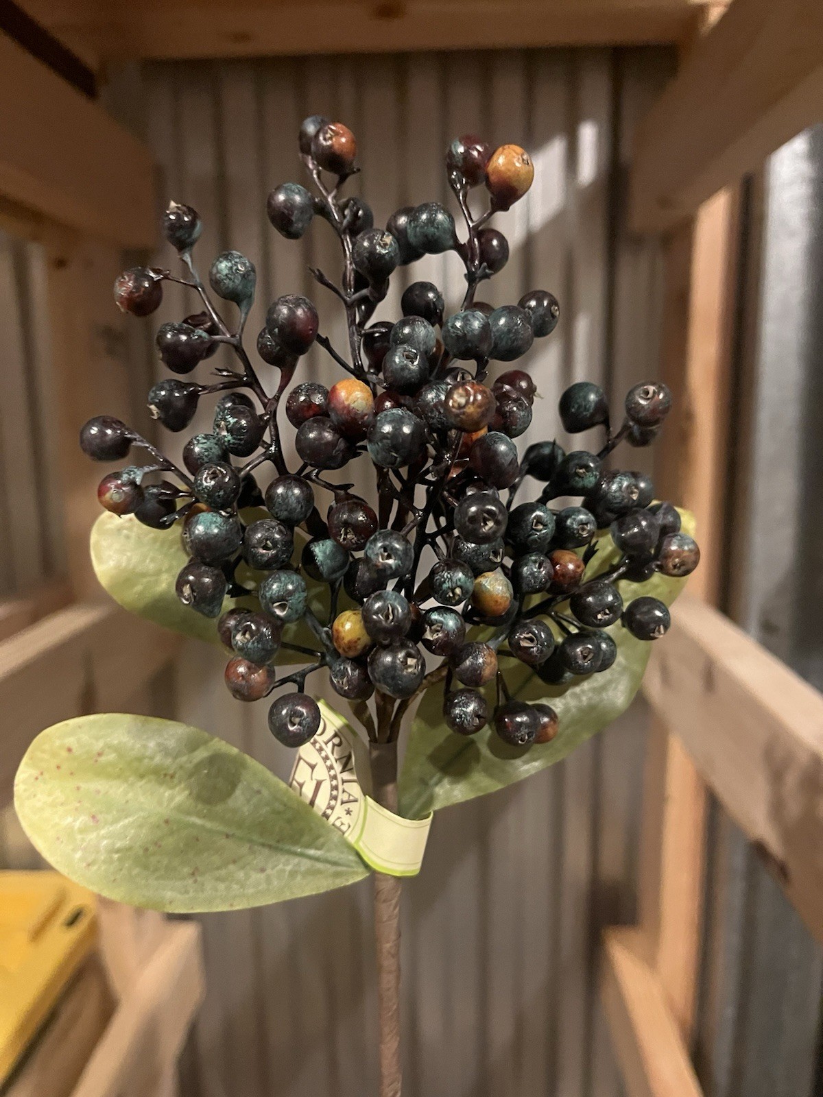 24 Pack- 13″ Berry Cluster Pick W/3 Leaves.