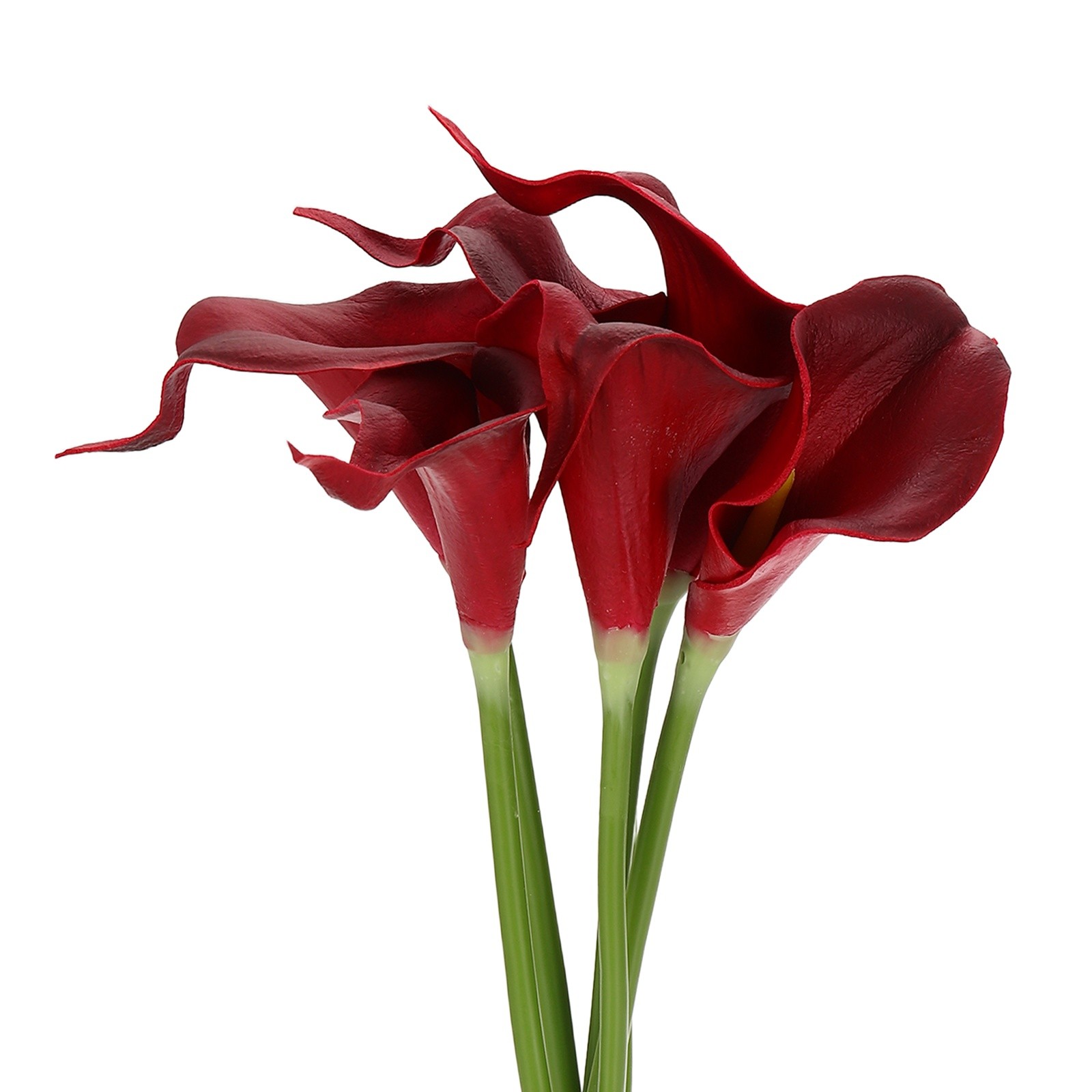 6 Pcs 13 Inch Artificial Calla Lily Fake Flowers Real Touch, Burgundy/Yellow