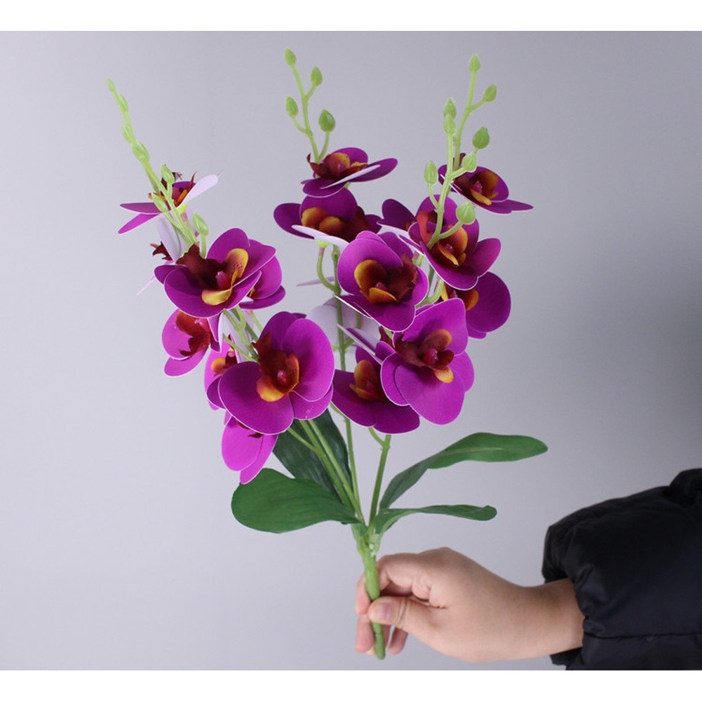 20 Heads Phalaenopsis Artificial Orchid 43cm Stem 3D Printed PU for Home Use