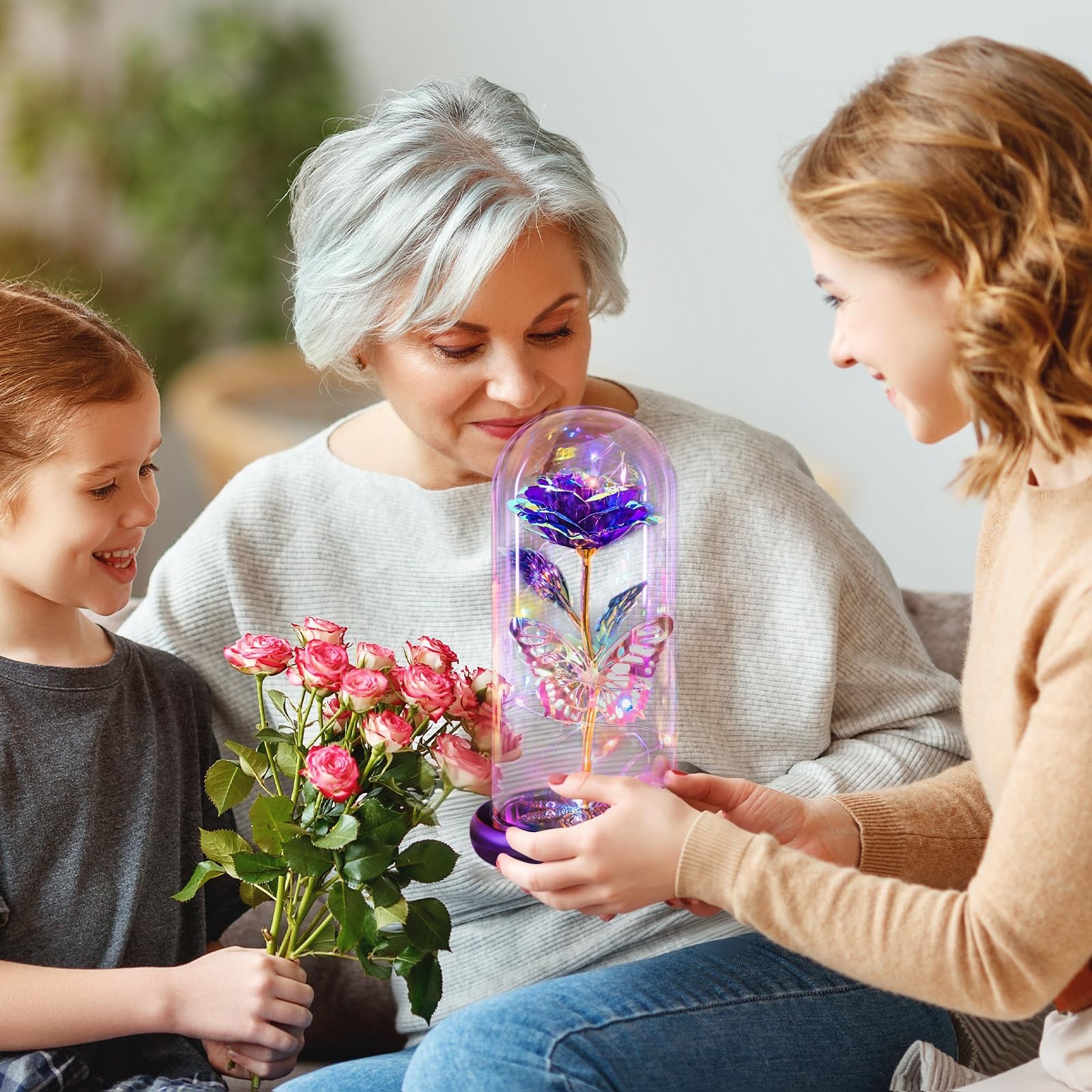 Eternal Galaxy Glass Rose in Dome – Forever Flowers Gift for Mom, Wife, Daughter