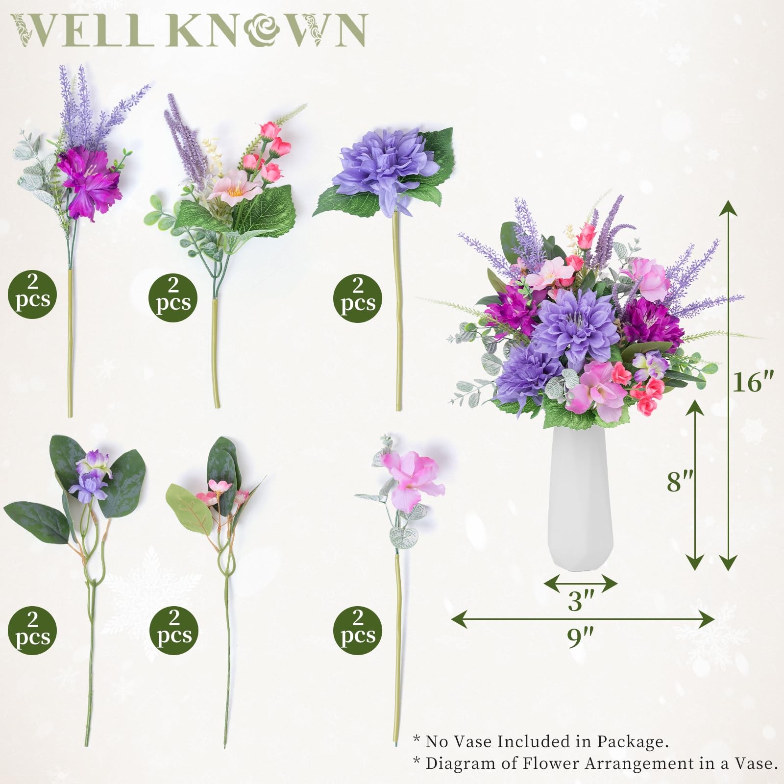 Artificial Flowers Bouquet, Fake Flowers for Vase, Silk Faux Flowers DIY Tabl…