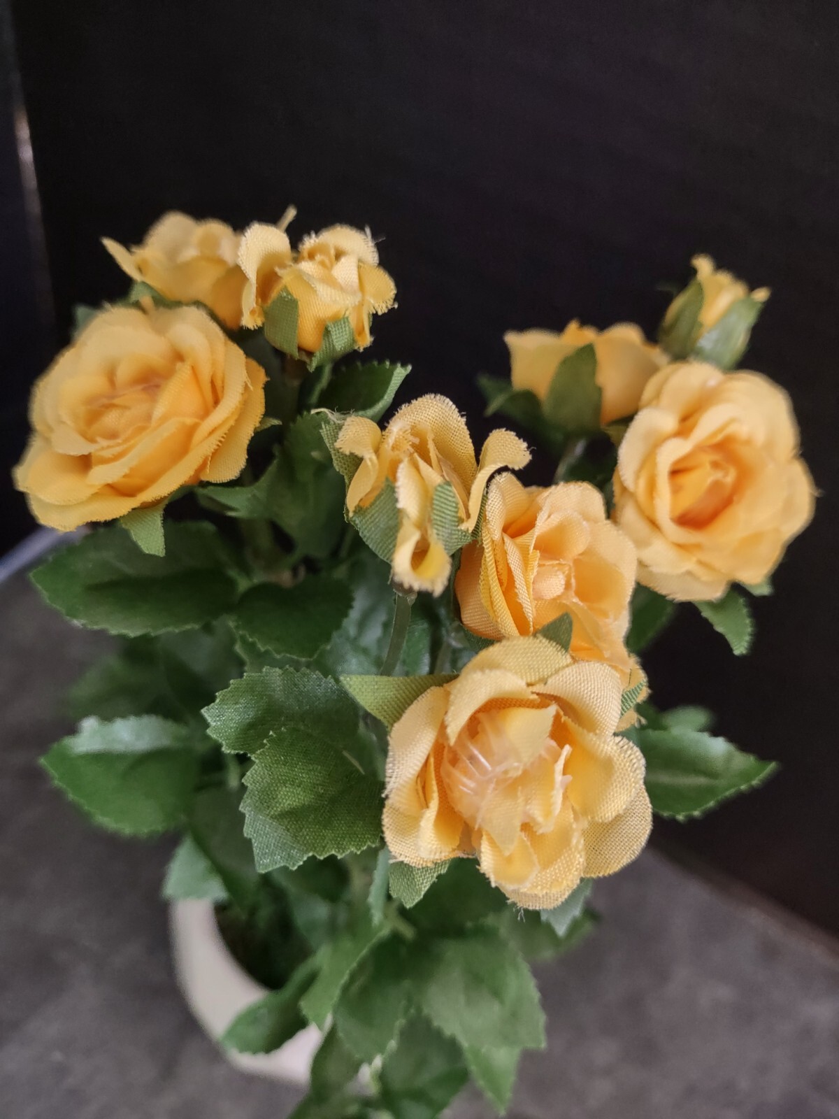 8″ Mini artificial rose bush YELLOW