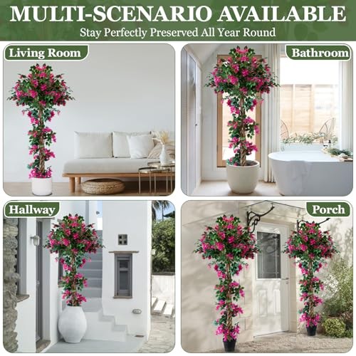5FT Tall Bougainvillea Artificial Tree for Outdoors or Indoors, Faux 5ft 5in 1