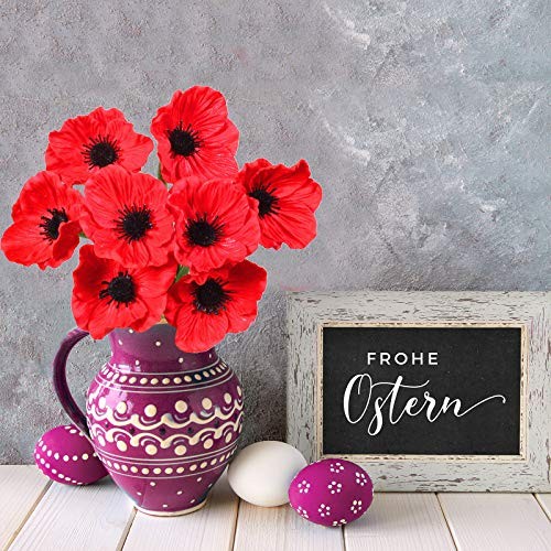 24 pcs Artificial Red Poppy Anemone Stems PU Real Touch Poppy Anemones Fake