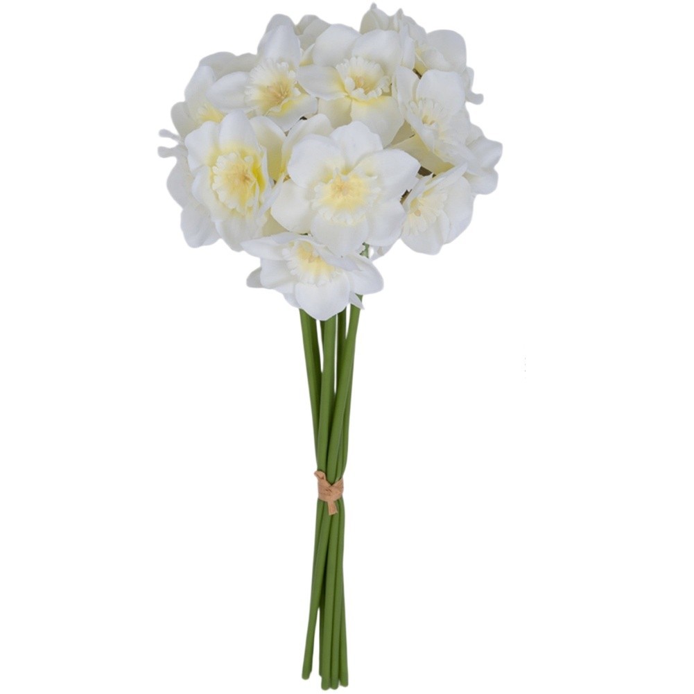 Artificial Narcissus Bouquet Creamy White and Yellow for Rustic Setting