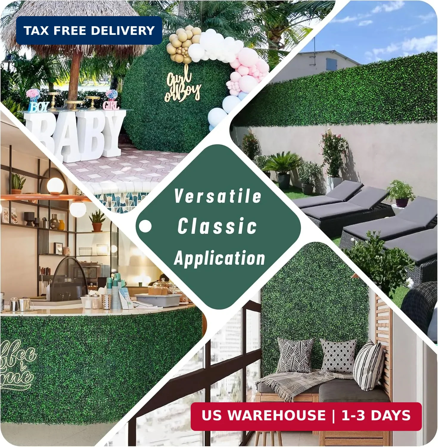 12Pcs 20″x20″ Artificial Boxwood Outdoor Plant Panel Greenery Walls Screen