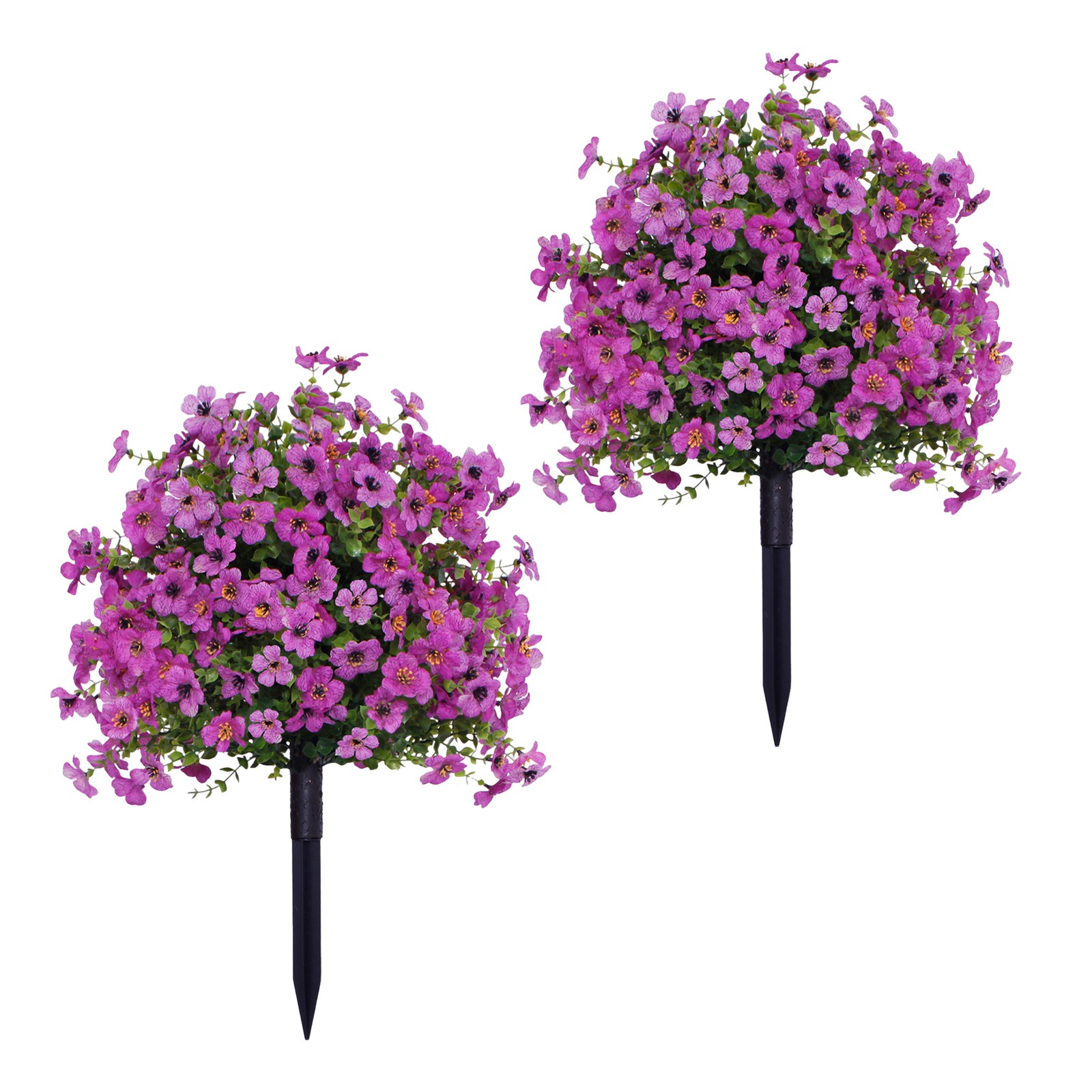 2PC Artificial Violet Flowers w/Ground Spike Fake Plants Garden Patio Yard Decor