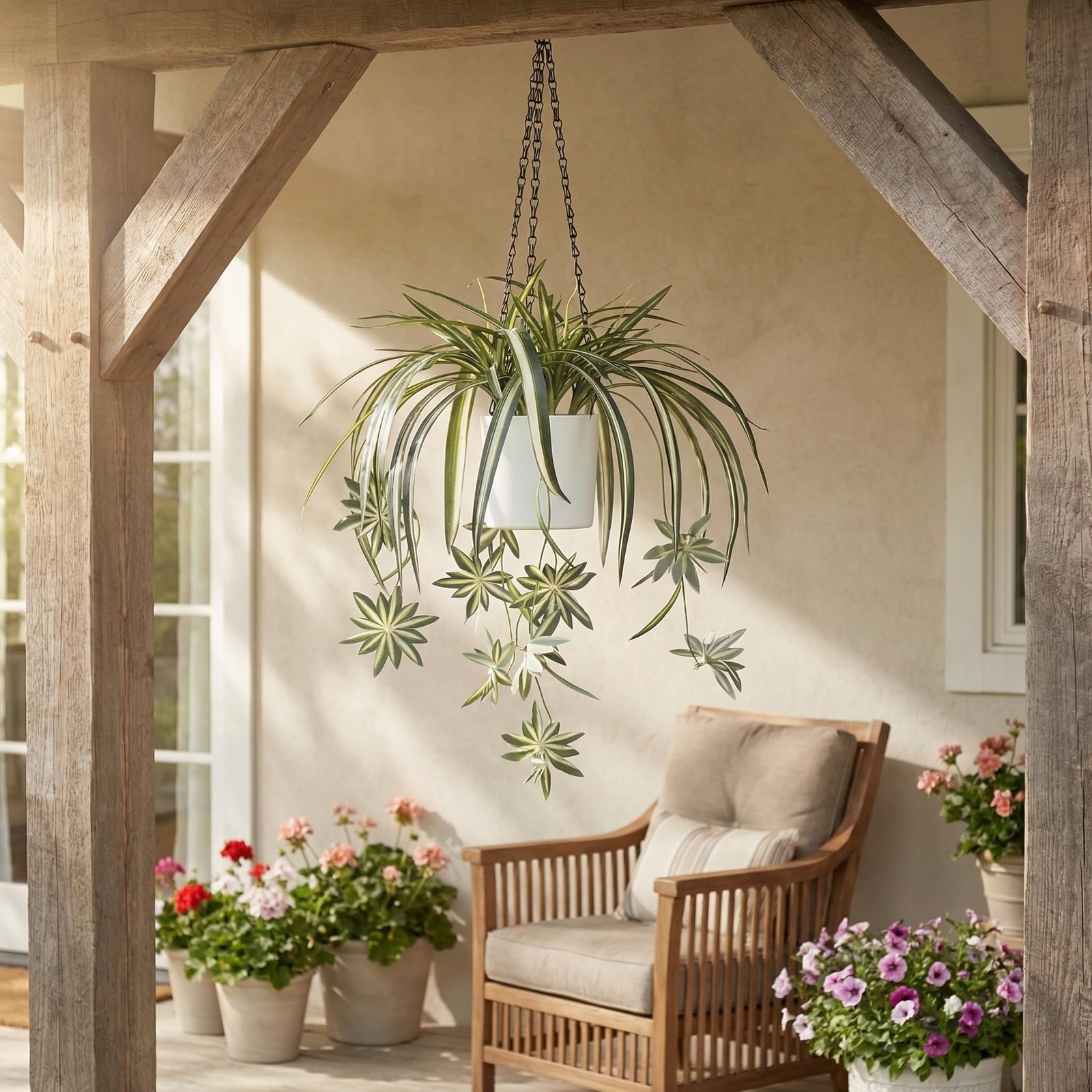 Faux Silk Hanging Spider Plant Basket Pot Artificial Greenery Plant Faux 5 Pc…
