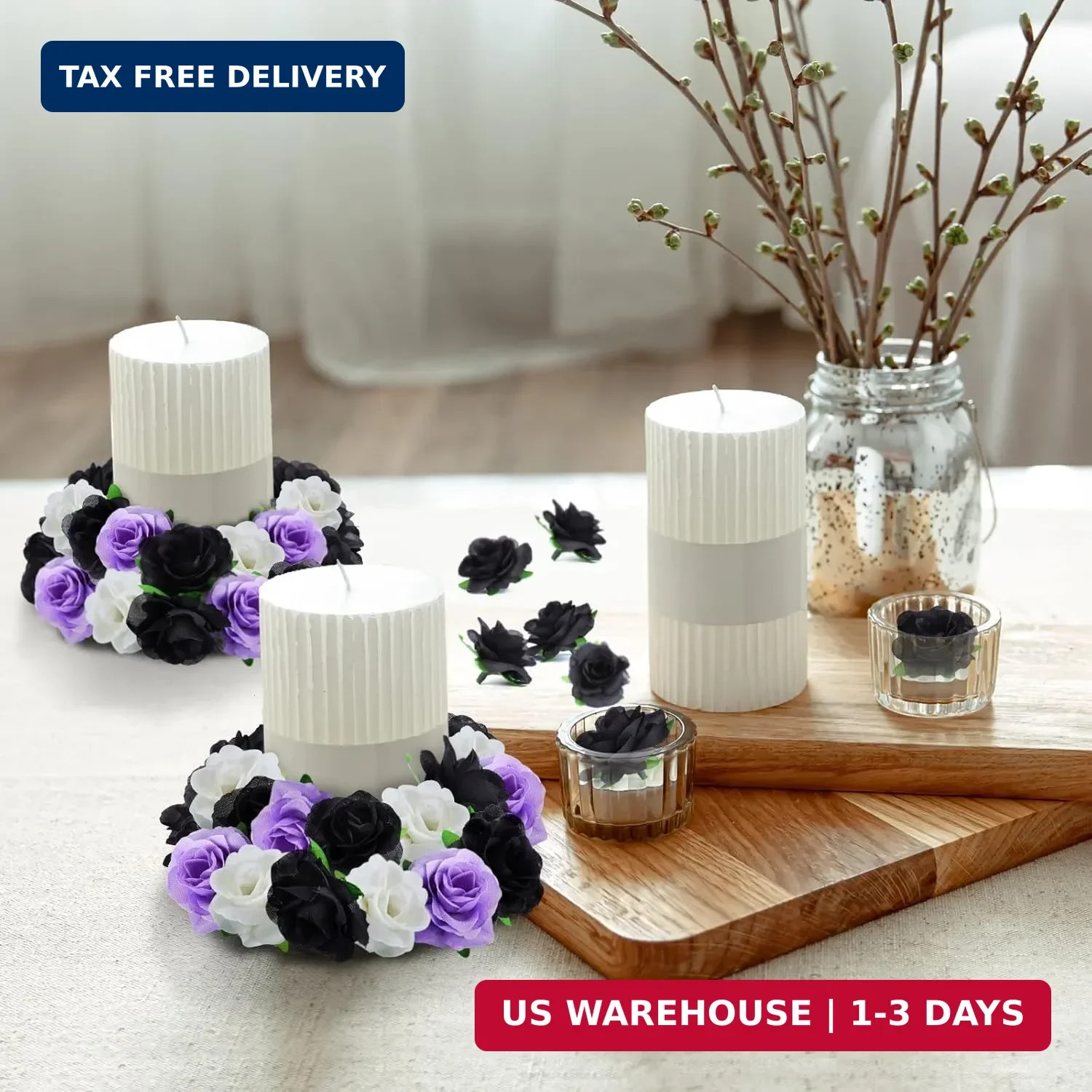 Kesote 50pcs Black Roses Artificial Flowers Bulk, 1.6 Inch Small Silk Fake Roses