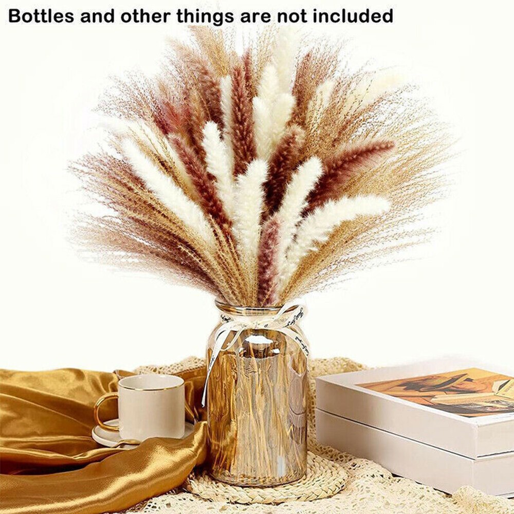 60PCS Pampas Grass Natural Dried Reed Flower Bunch Bouquets Home Wedding Decor