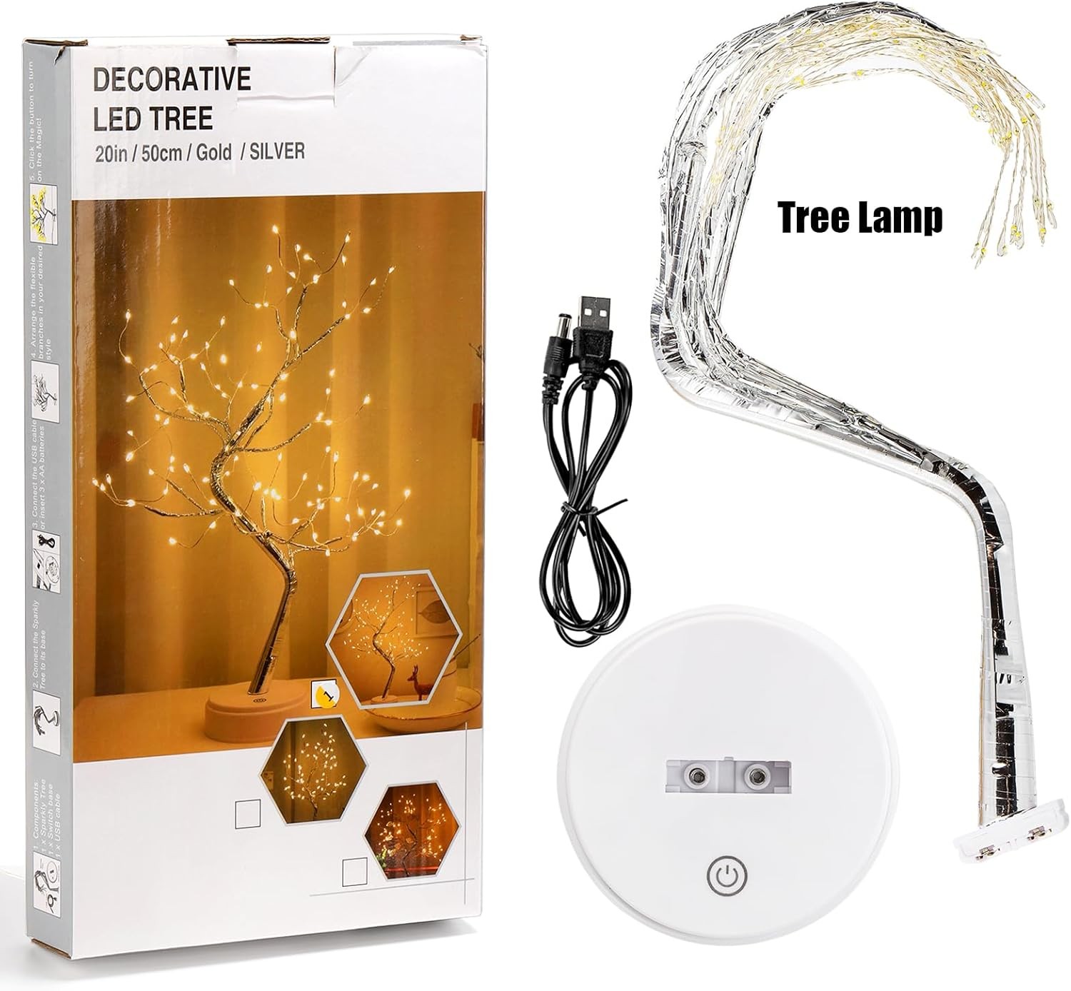 Hbaushun 20″ Tabletop Bonsai Tree Light, 108 LED Fairy Light Warm White