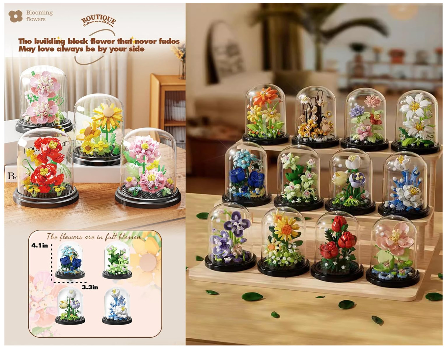 Home Bouquets Dust Cover Set Building Toy Creative Assembly Bonsai Tree