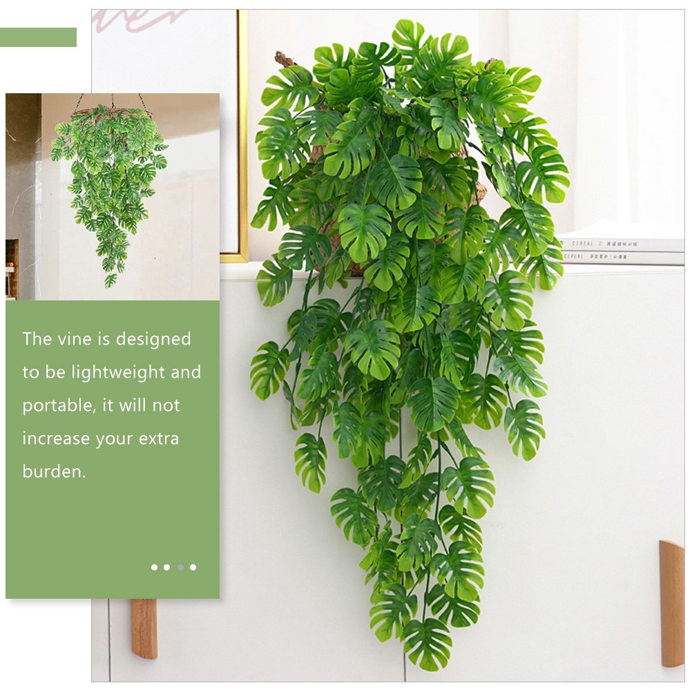 2 Pcs Fake Monstera Hanging Plant Artificial Plants Indoor Realistic