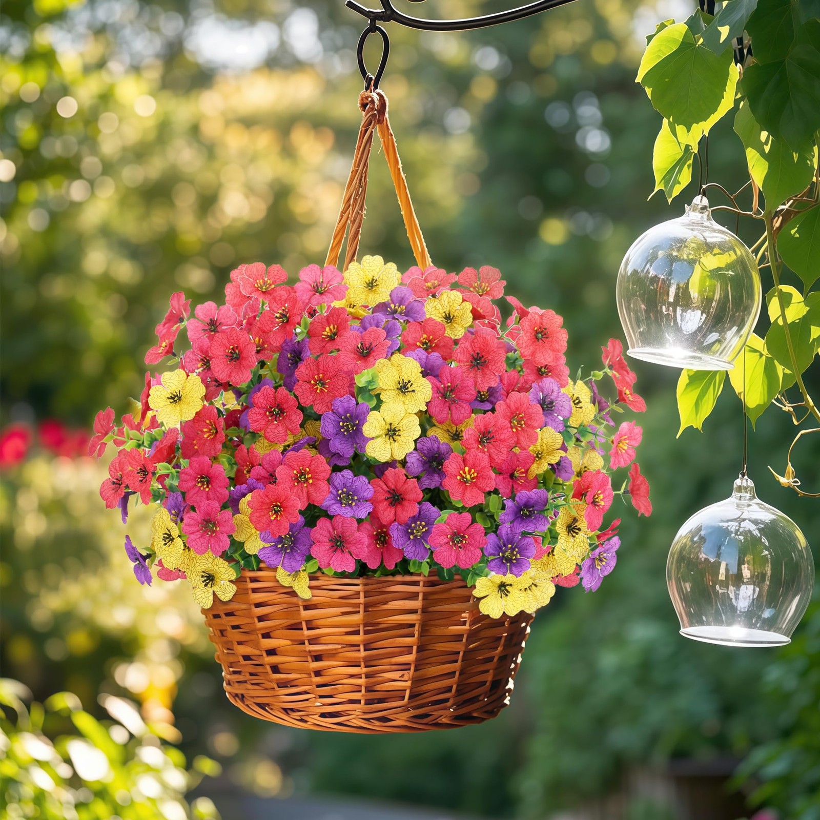 Colorful Artificial Flowers for Outdoors Fake Plastic Flowers 14 Bundles Faux…