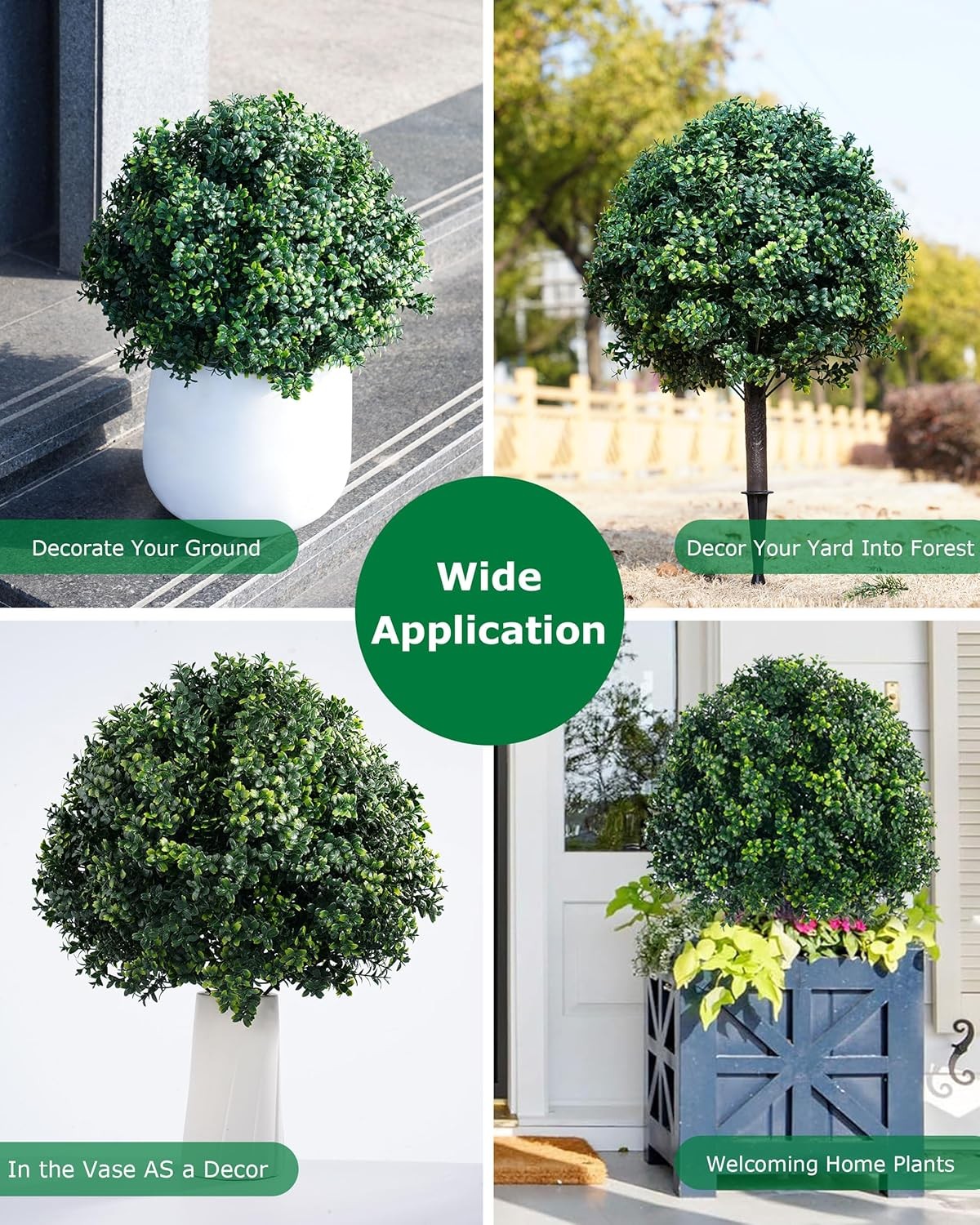 Artificial Boxwood Topiary Tree Set 2 Waterproof UV Resistant