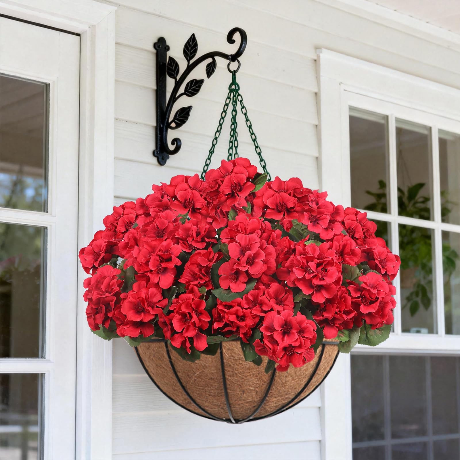 12 Pcs Artificial Flowers for Outdoors, Faux Silk Geraniums Flowers UV Resist…