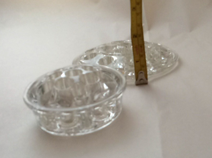 Flower Frog Floral Arrangements Clear Glass 3.25″ 11 hole – 5″ 16 hole Lot of 2