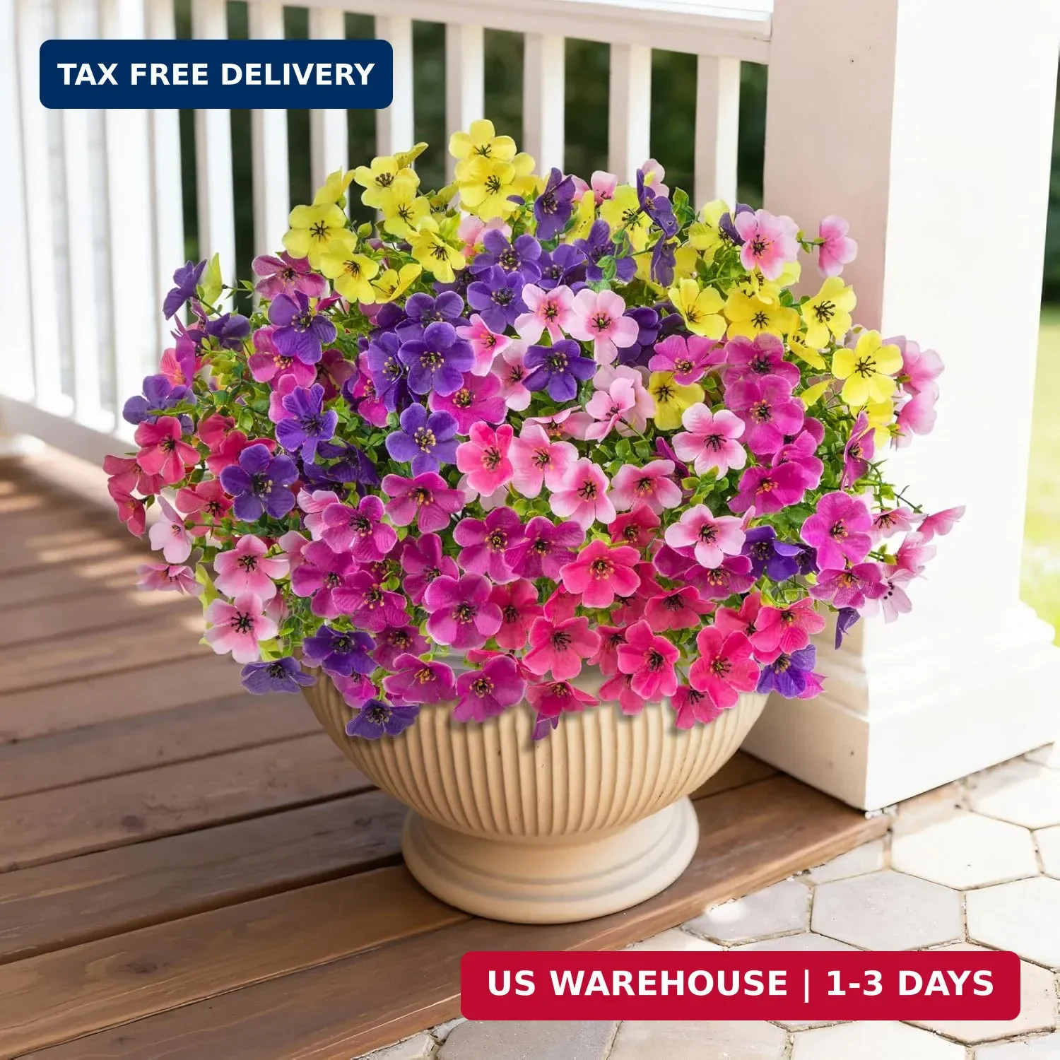 20 Bundles Artificial Flowers for Outdoors, Fake Violet Flowers Silk Realistic U