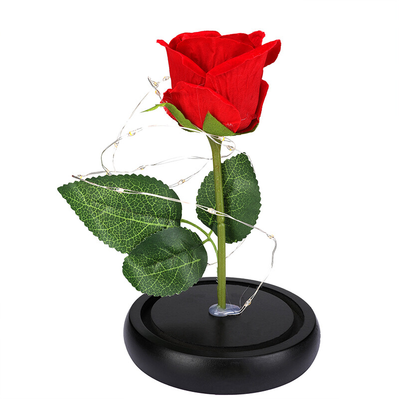 Eternal Rose in Glass Dome Preserved Rose LED Light Valentine’s Day Gift For Her