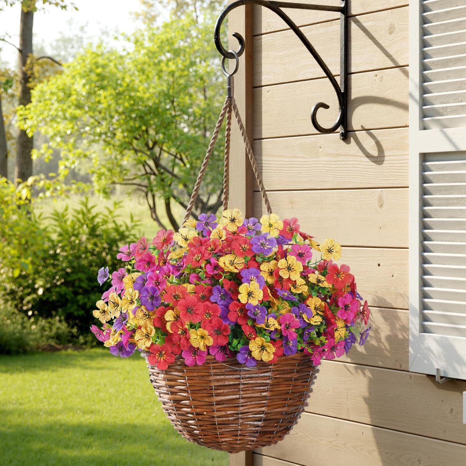 Artificial Flowers for Outdoor Indoor, 12 Bundles Plastic Fake Flowers Daisy wit