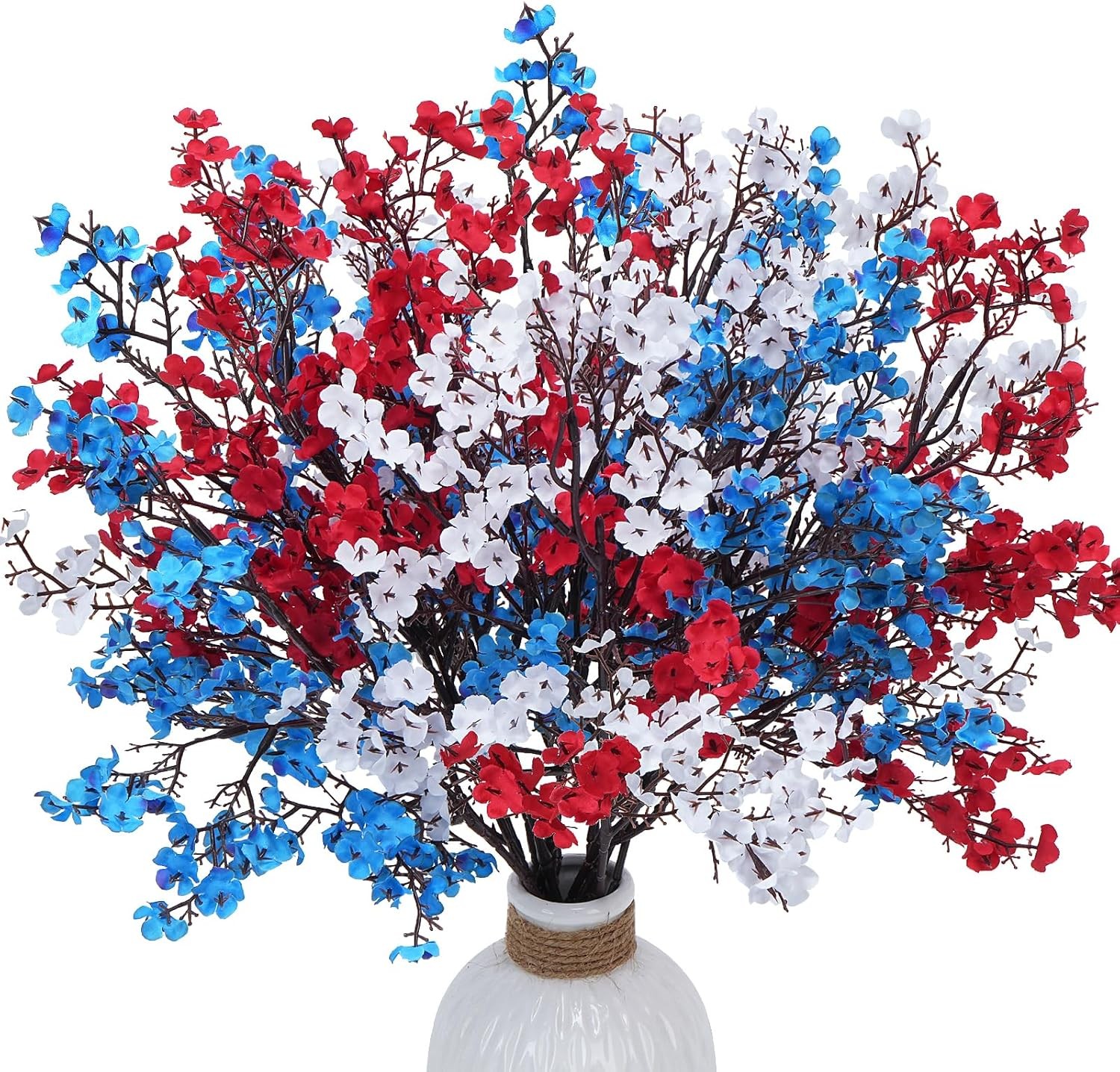 Artificial Flowers Indoor 15PCS Red White and Blue Artificial Floral Flowers