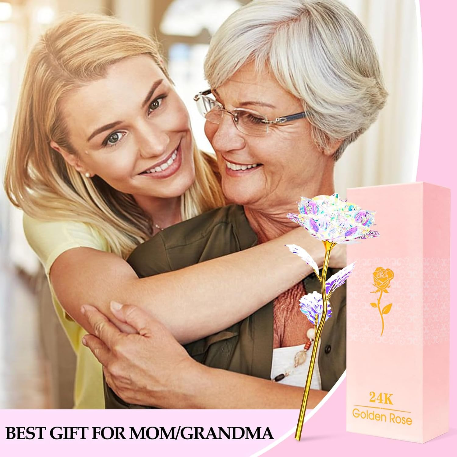 Mothers Day Mom Gifts for Women Birthday Gifts for Women Galaxy Rose Glass Flowe