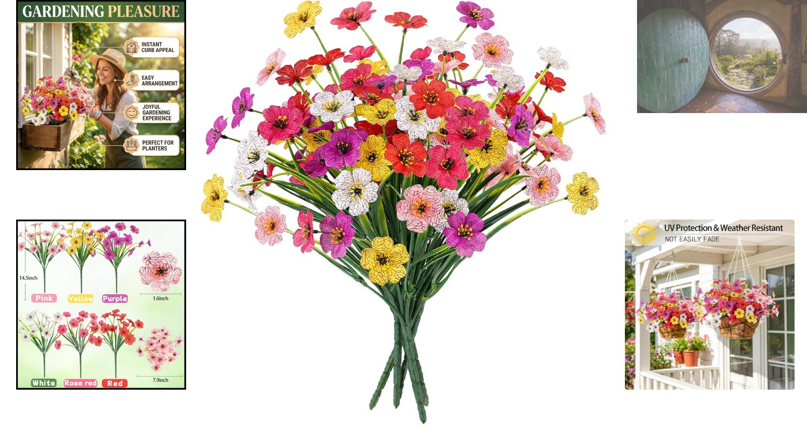 Vibrant 6-Pack UV Resistant Artificial Flowers for Indoor & Outdoor Use