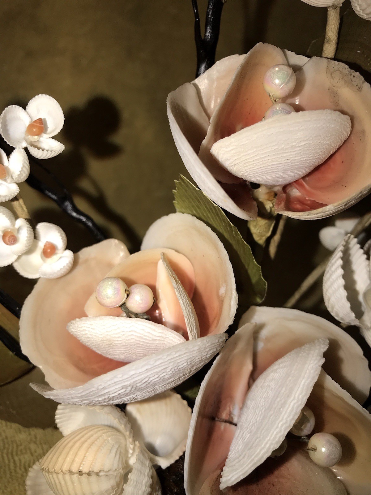 Vintage Sea Shells And Pearls Flower Bouquet