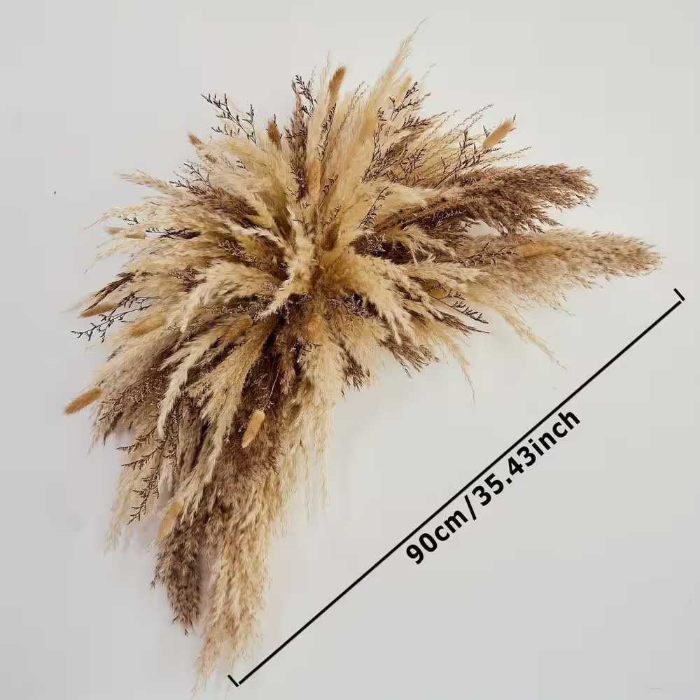 4.33 In. Boho Brown Pink Artificial Plant Wall Hanging Pampas Grass Bunny Tails